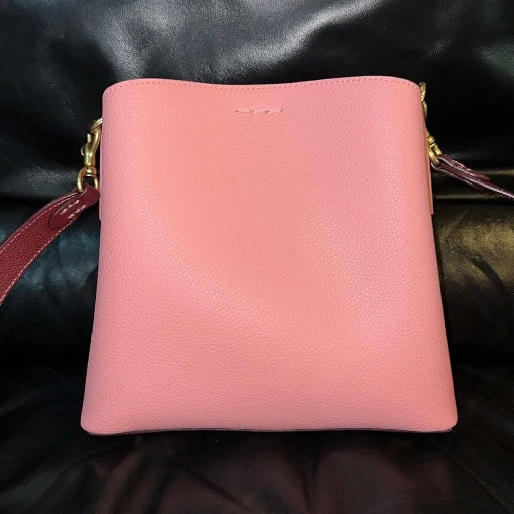 🔥🔥🔥Coach Willow Bucket Bag Pink Leather Crossbody Bag - Picture 5 of 13